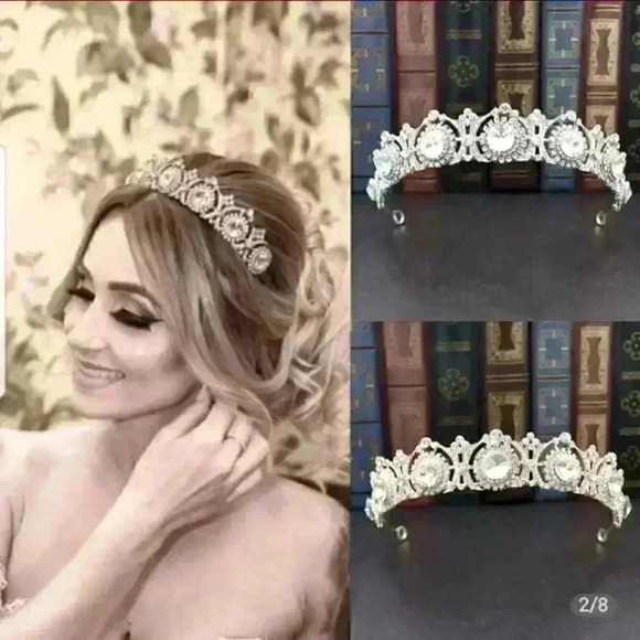New Bridal Rhinestone Tiara Crown Wedding Silver main image 11